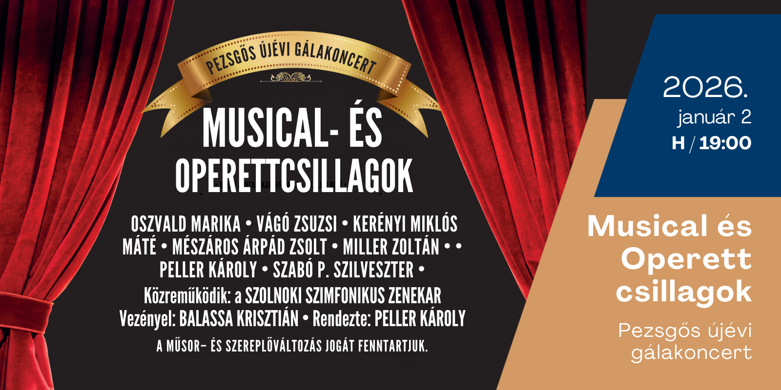 Musical- és operettcsillagok Pezsgős Újévi Gálakoncert <br>2026. január 2. Balatonfüred
